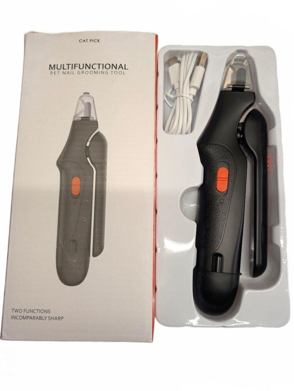 Multifunctional 3 in 1 Pet Cat Dog Nail Clipper Light Grinder Tool Rechargeable